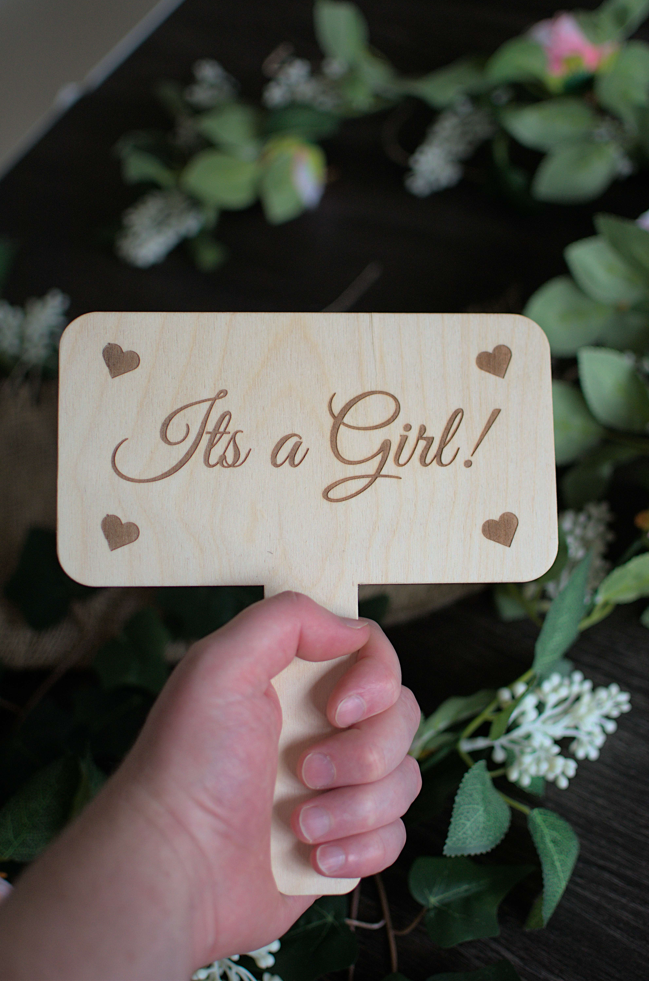 Rustic Wooden Gender Reveal Signs - 'It's A Girl!' and 'It's A Boy!' - Laser Etched Birch Wood Decor